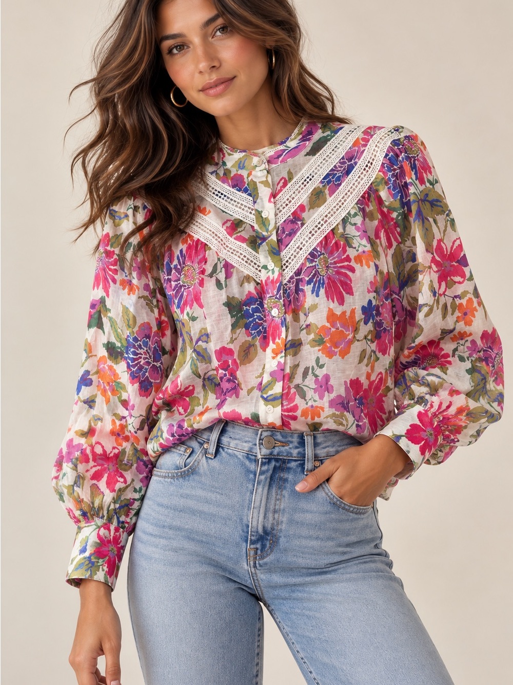 Style U Painted in Petals Blouse
